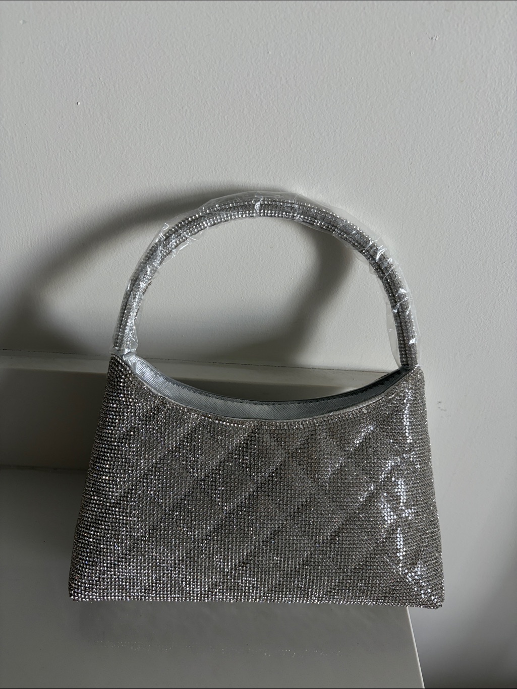 Bella Embellished Rhinestone Going Out Bag - Silver